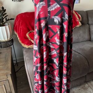 LuLaRoe Red and Black Feather Maxi Skirt OR Strapless Dress 😉